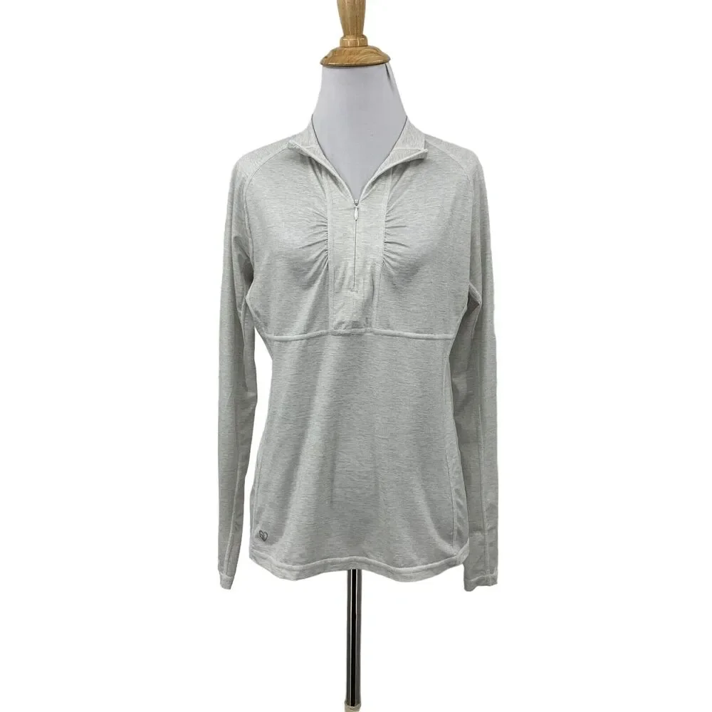 Straight Down Golf Shirt Womens Small Quarter Zip Long Sleeve Ruched Chest Top